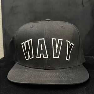 NWOT Wavy Black Snapback Hat
